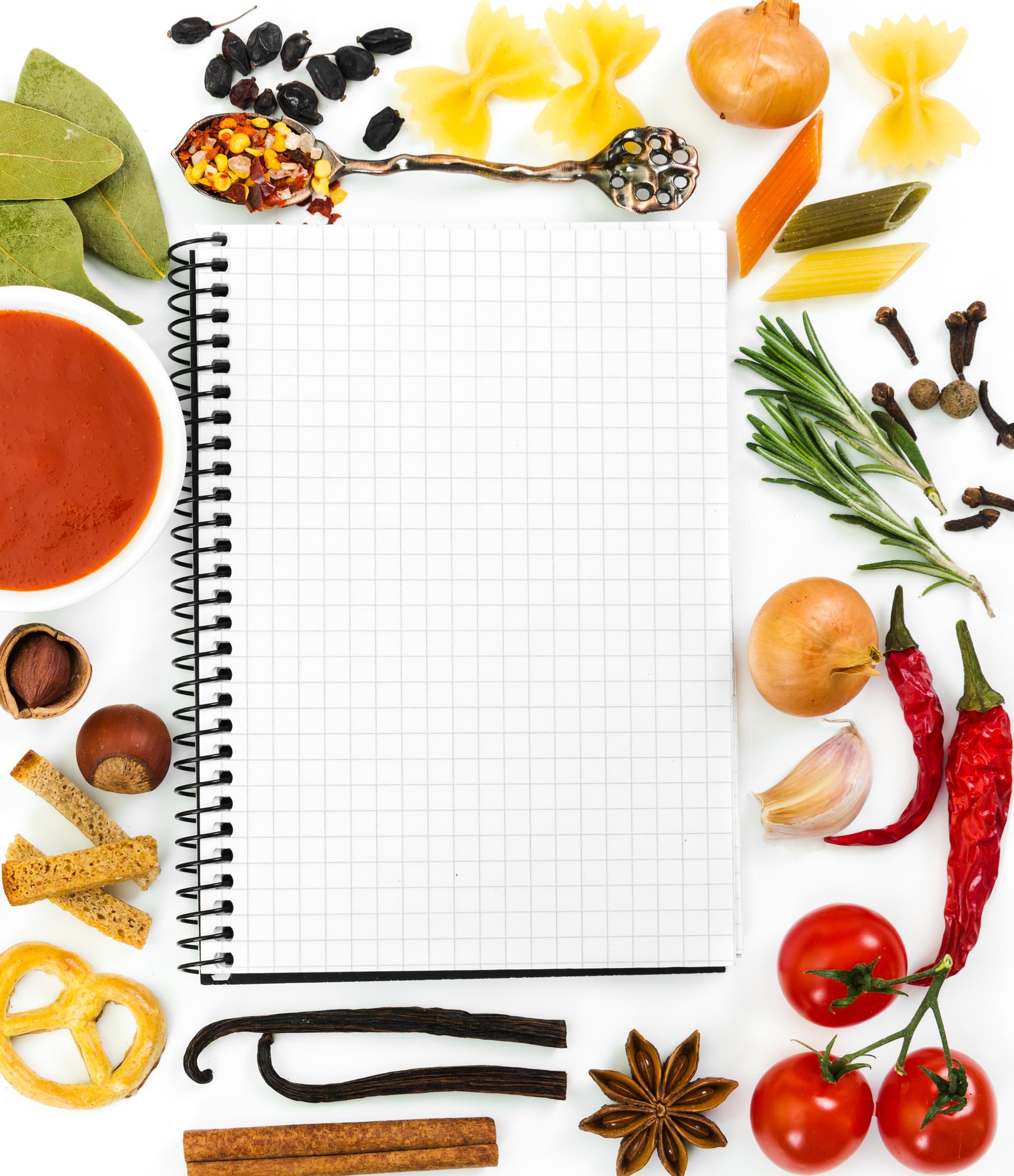 Collage di lezioni e ricette stampate
